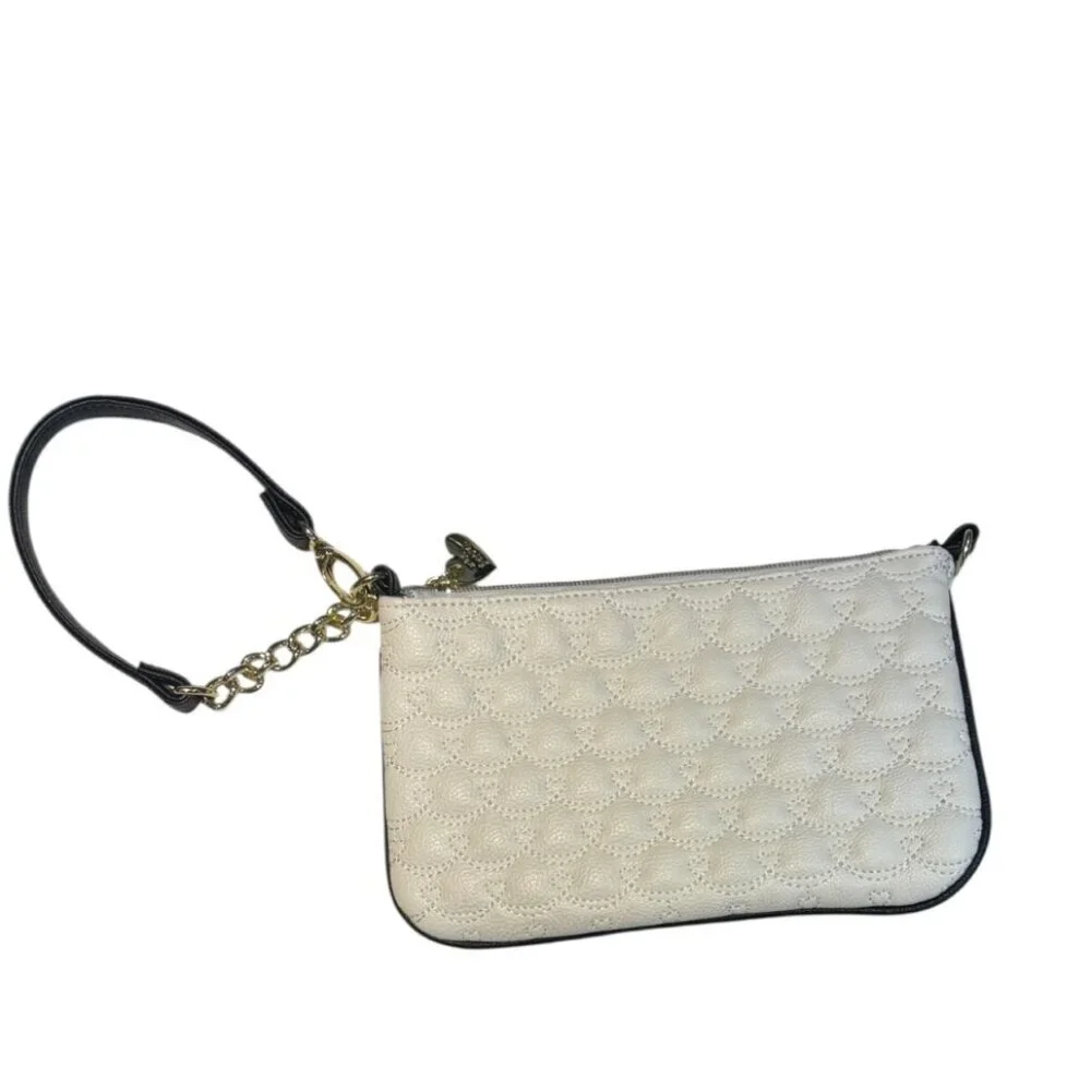 Betsey Johnson Wallet Wristlet Stripe Dot Logo Quilted Bag